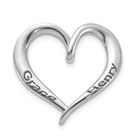 Sterling Silver Rhodium-plated Personalized Antiqued Heart Slide view 1