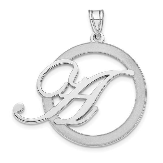 Casted Polished & Satin Initial in Circle Pendant