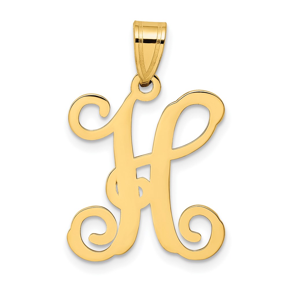 Sterling Silver Gold-plated Letter H Initial Pendant