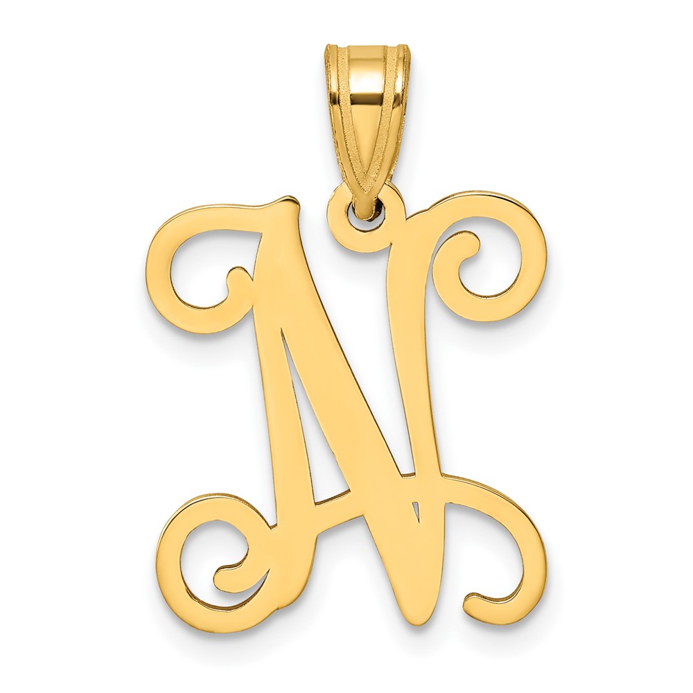 Sterling Silver Gold-plated Letter N Initial Pendant