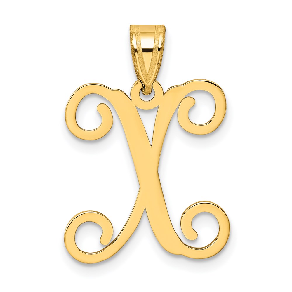 Sterling Silver Gold-plated Letter X Initial Pendant