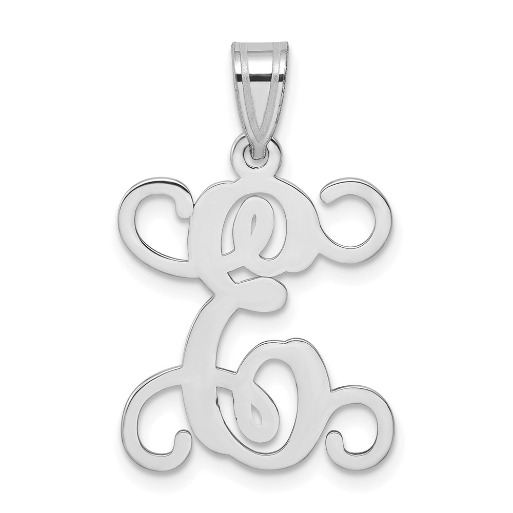 Sterling Silver Rhodium-plated Letter E Initial Pendant