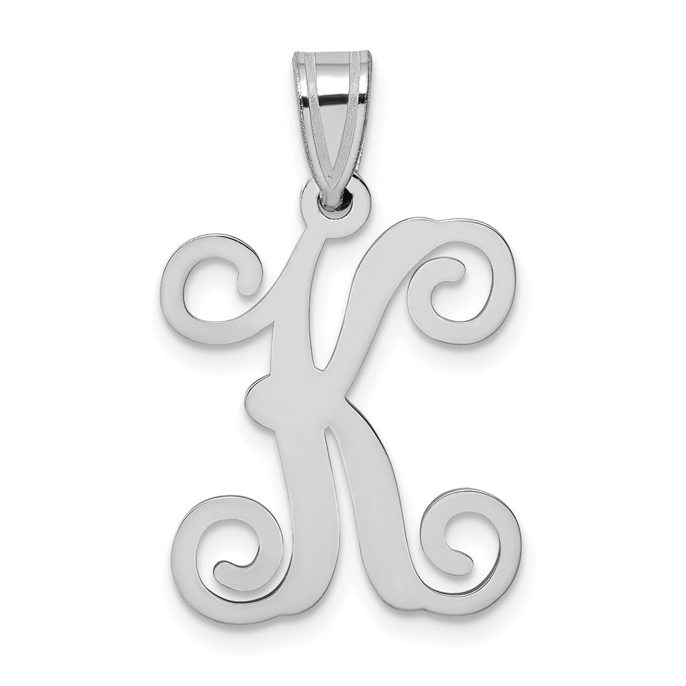 Sterling Silver Rhodium-plated Letter K Initial Pendant