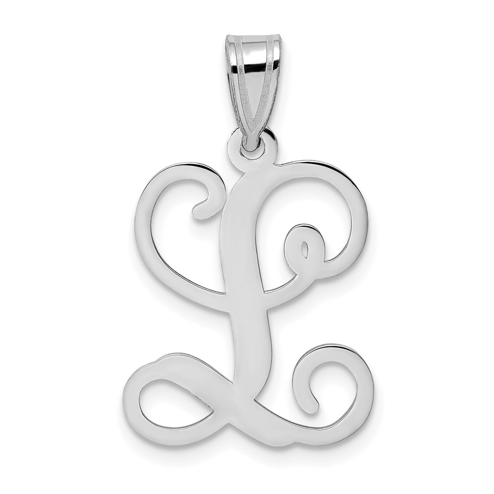 Sterling Silver Rhodium-plated Letter L Initial Pendant
