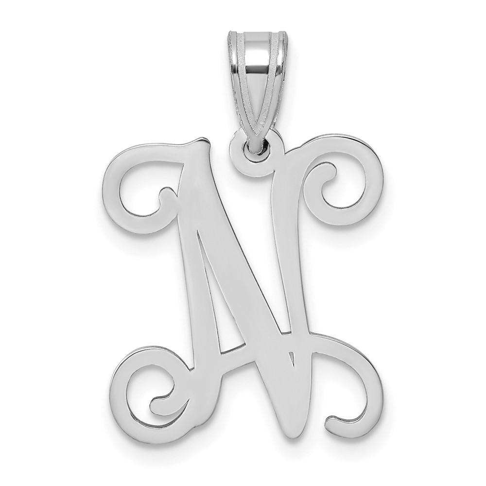 Sterling Silver Rhodium-plated Letter N Initial Pendant