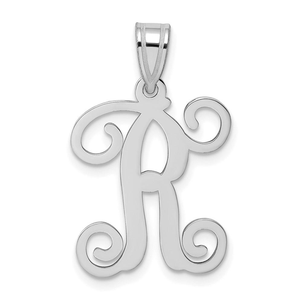 Sterling Silver Rhodium-plated Letter R Initial Pendant