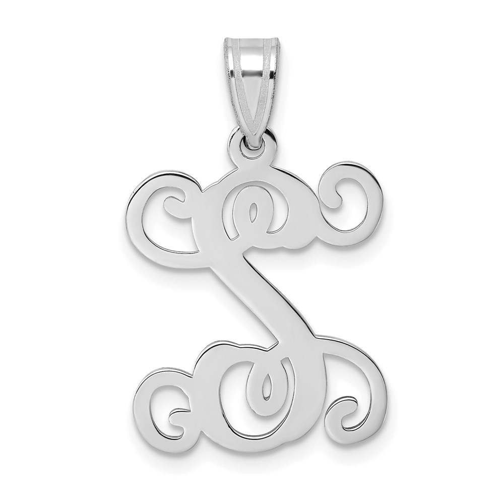 Sterling Silver Rhodium-plated Letter S Initial Pendant