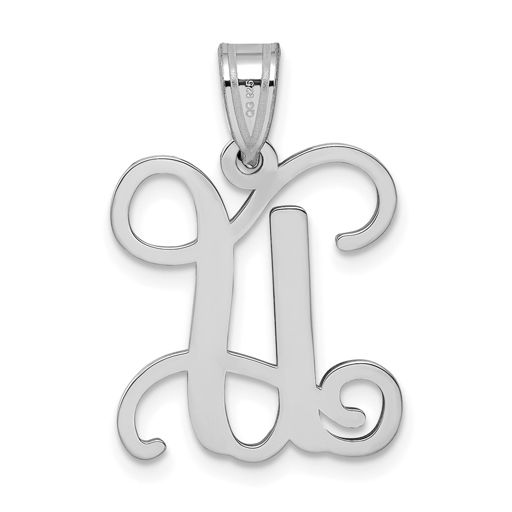 Sterling Silver Rhodium-plated Letter U Initial Pendant