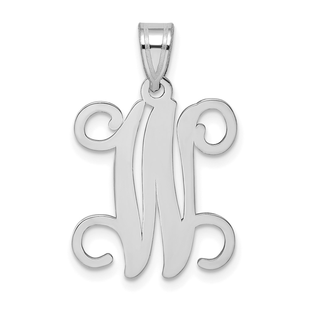 Sterling Silver Rhodium-plated Letter W Initial Pendant