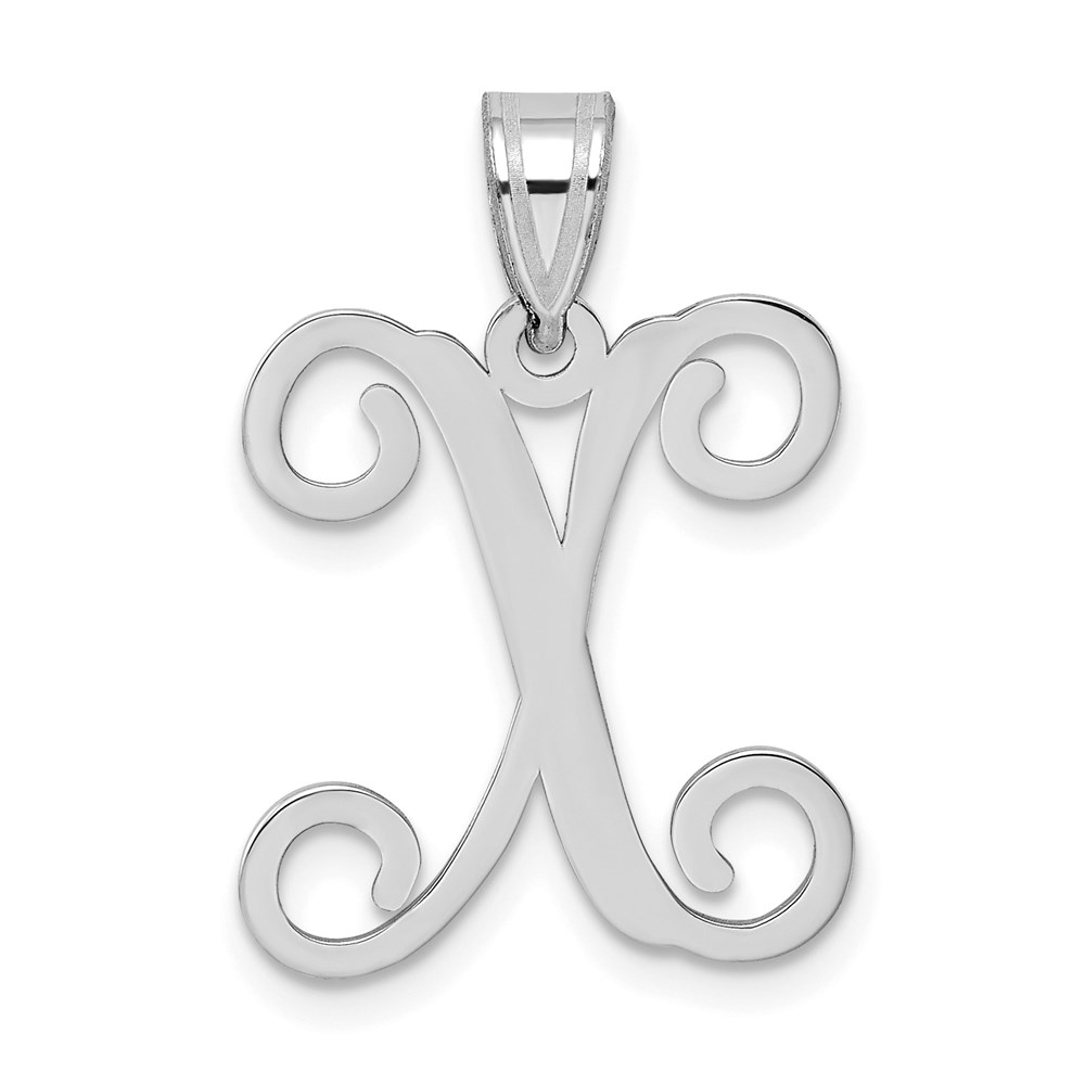 Sterling Silver Rhodium-plated Letter X Initial Pendant