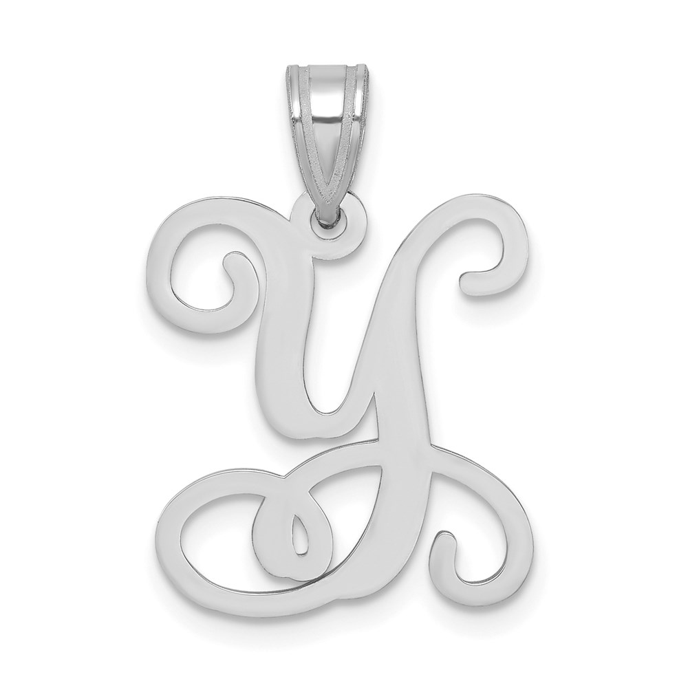Sterling Silver Rhodium-plated Letter Y Initial Pendant