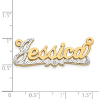 14K Yellow Gold and Rhodium 3D Diamond Name Plate view 2