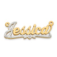 14K Yellow Gold and Rhodium 3D Diamond Name Plate view 1