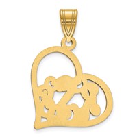 Sterling Silver Gold-plated Etched Heart Pendant view 4