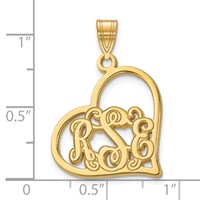 Sterling Silver Gold-plated Etched Heart Pendant view 3