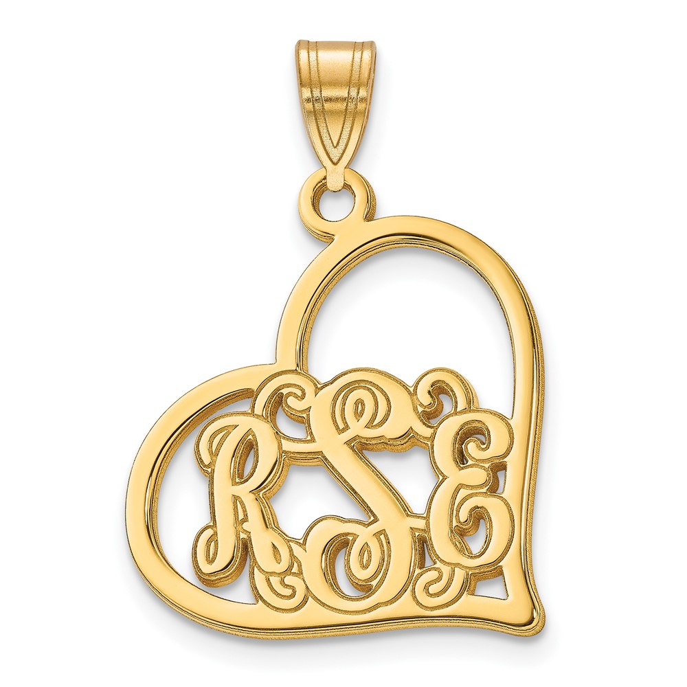 Sterling Silver/Gold-plated Etched Monogram Heart Pendant