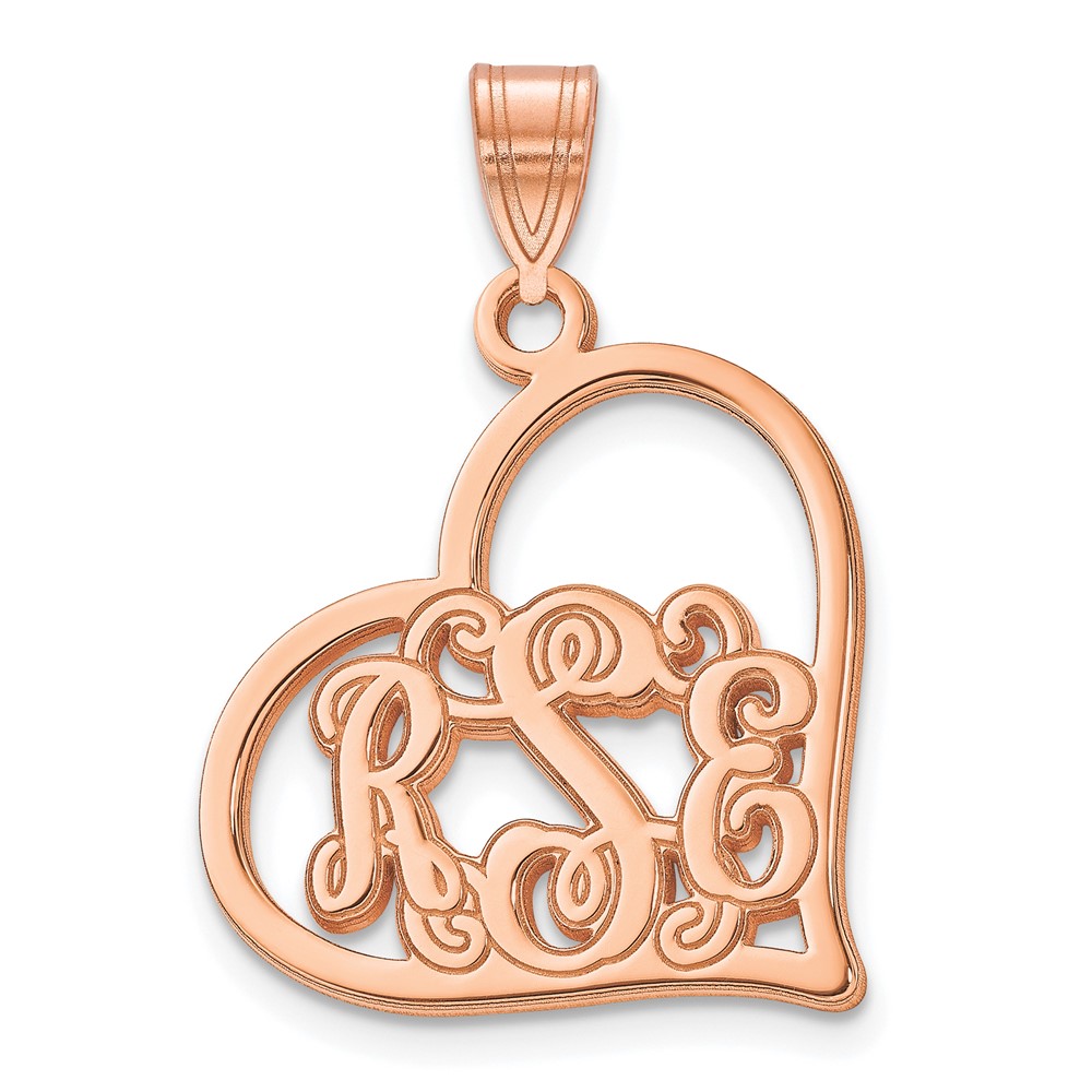 Sterling silver/Rose-plated Etched Monogram Heart Pendant