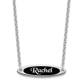 Casted High Polished Antiqued or Sandblast Nameplate Necklace