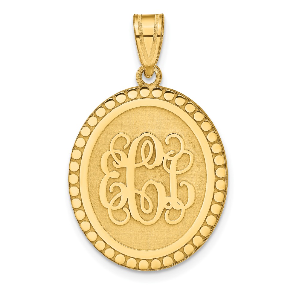 SS/Gold-plated Brushed with Beaded Border Monogram Pendant