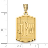 Sterling Silver Gold-plated Brushed Monogram Pendant view 3