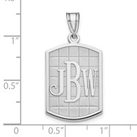 Sterling Silver Rhodium-plated Brushed Monogram Pendant view 3