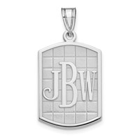 Sterling Silver Rhodium-plated Brushed Monogram Pendant view 1