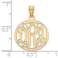 Sterling Silver Gold-plated Small Round Monogram Pendant view 3