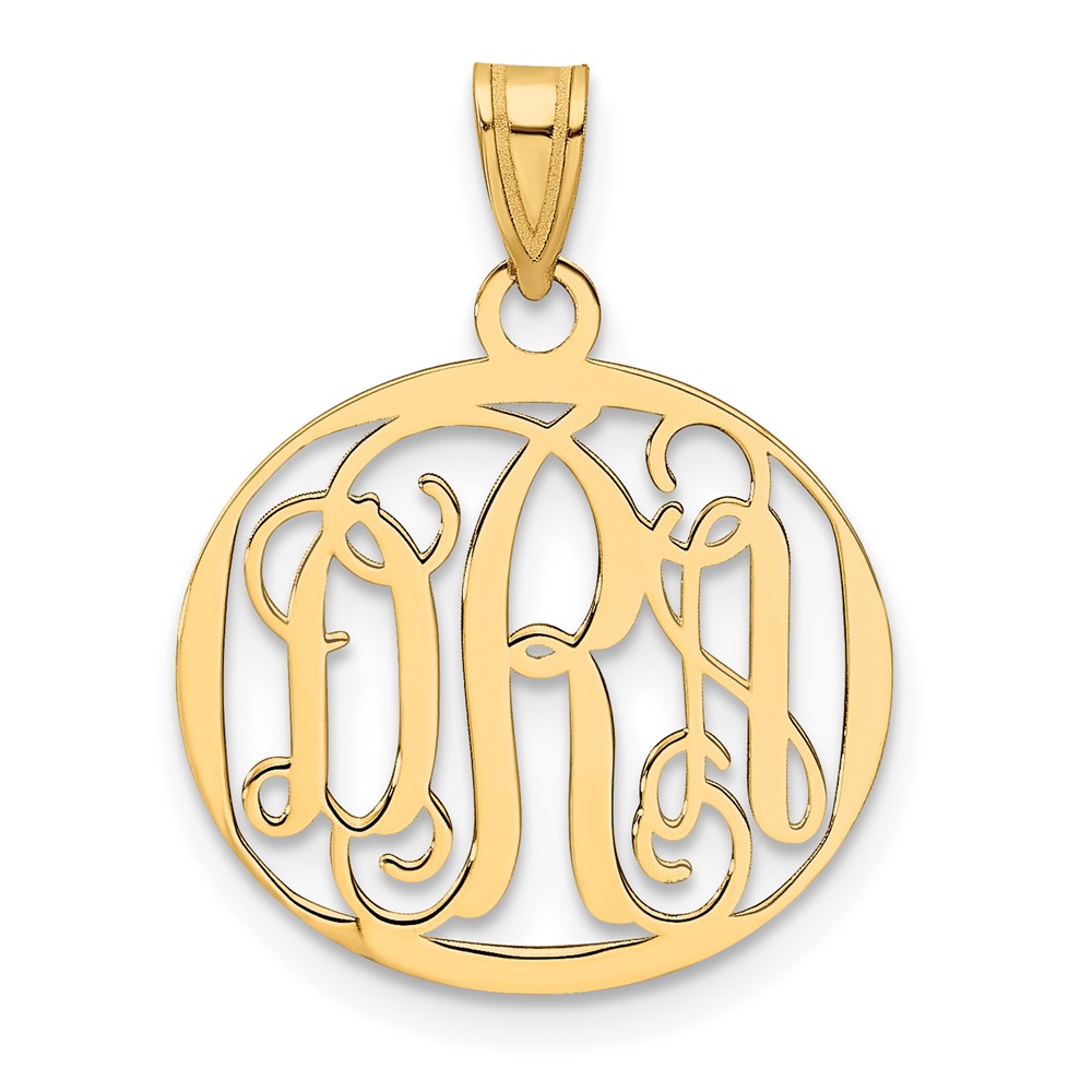 Sterling Silver Gold-plated Small Round Monogram Pendant