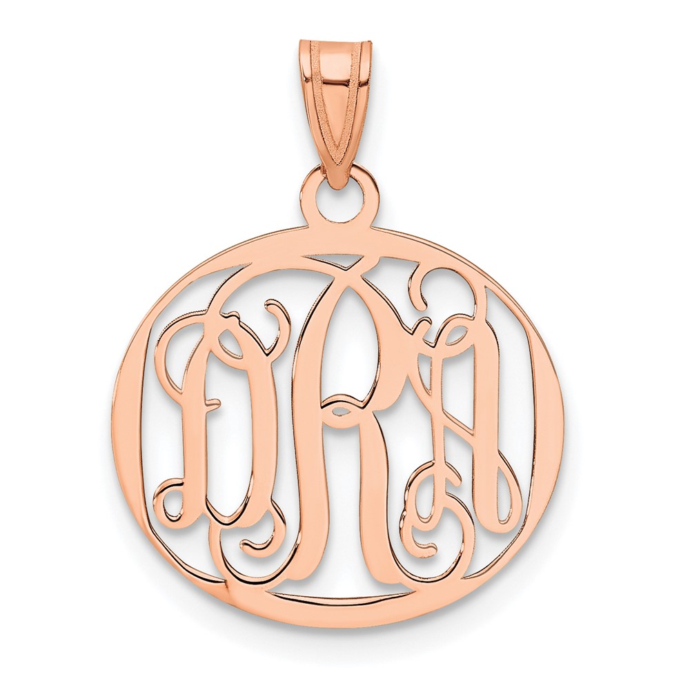 Sterling Silver/Rose-plated Polished Small Circle Monogram Pendant