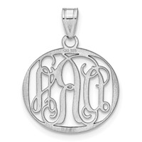14K White Gold Small Round Monogram Pendant view 4