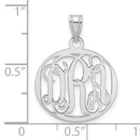 14K White Gold Small Round Monogram Pendant view 3