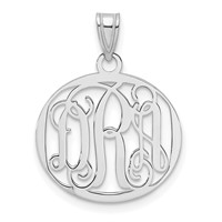 14K White Gold Small Round Monogram Pendant view 1