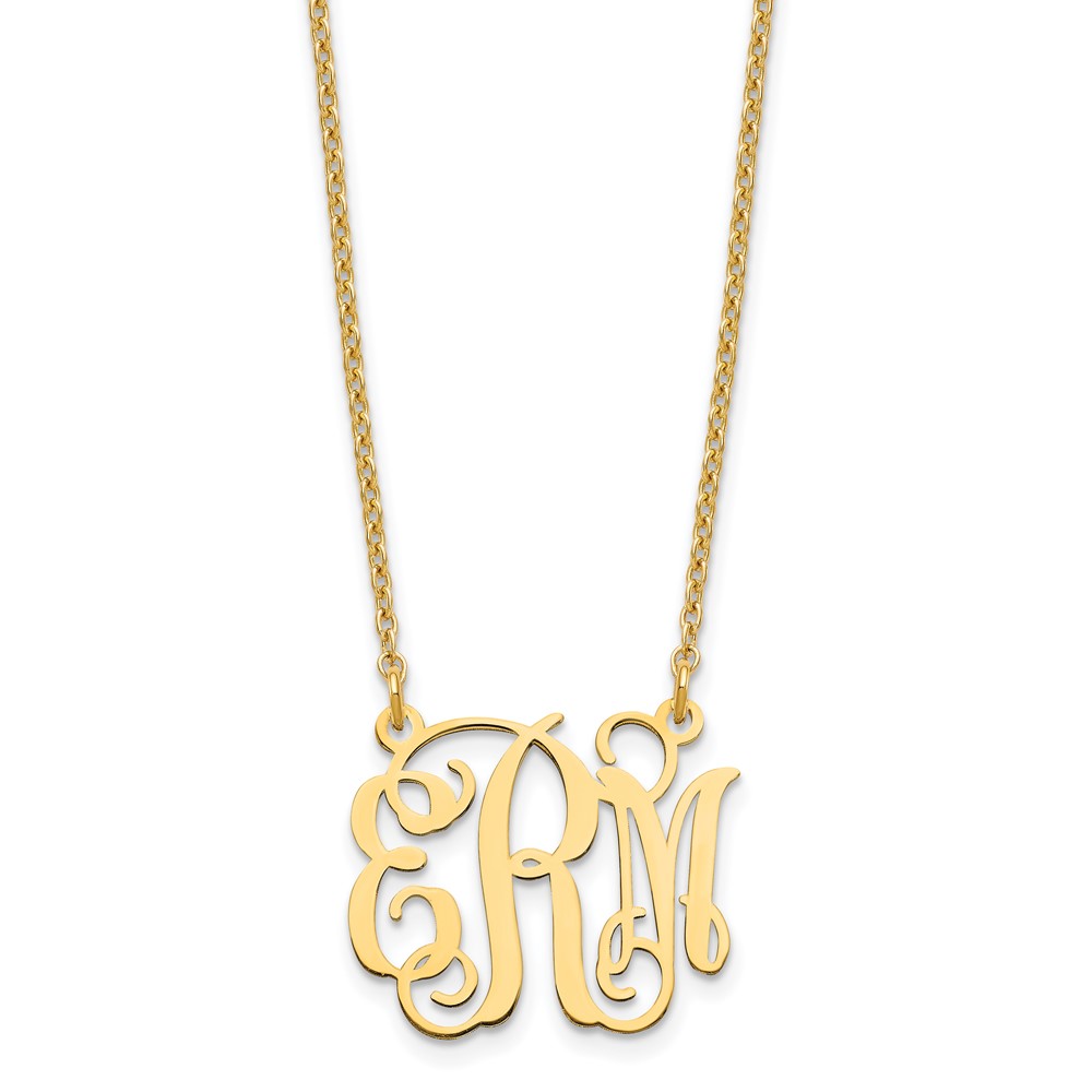 Sterling Silver/Rhodium-plated Polished Monogram Necklace