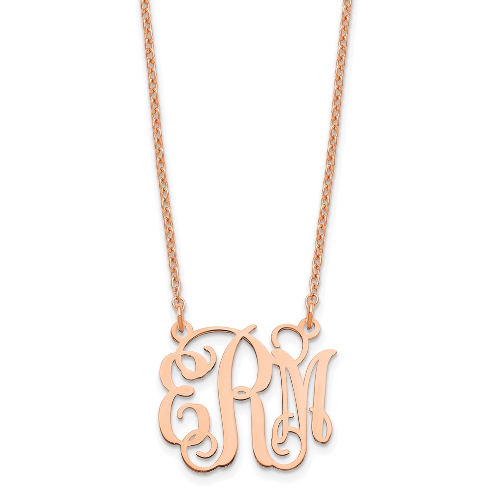 Sterling Silver/Rode-plated Polished Monogram Necklace