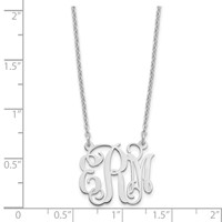 Sterling Silver Rhodium-plated Small Monogram Necklace view 3