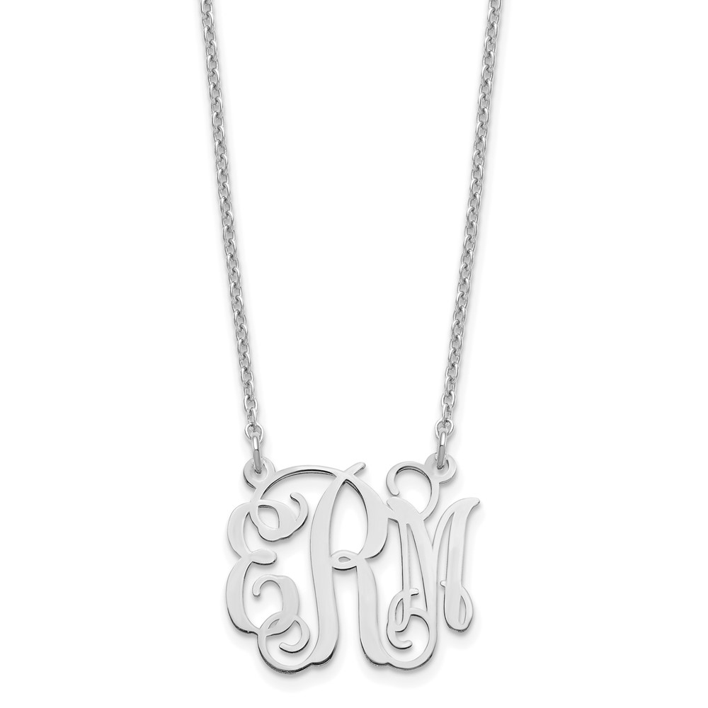 Sterling Silver Rhodium-plated Small Monogram Necklace