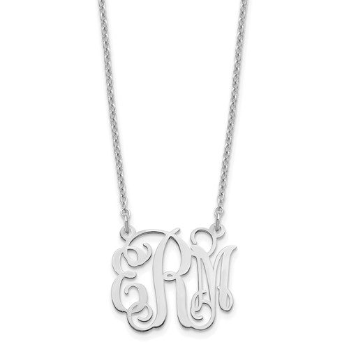 Sterling Silver Rhodium-plated Small Monogram Necklace