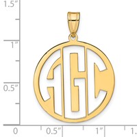 Sterling Silver Gold-plated Round Cut-out Monogram Pendant view 3