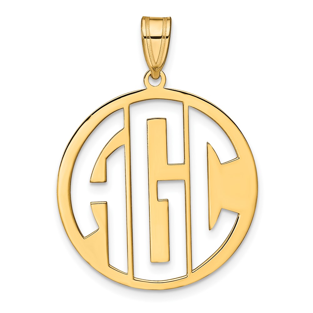 Sterling Silver Gold-plated Round Cut-out Monogram Pendant