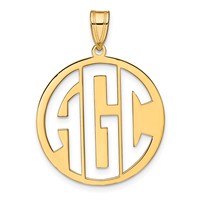 Sterling Silver Gold-plated Round Cut-out Monogram Pendant view 1