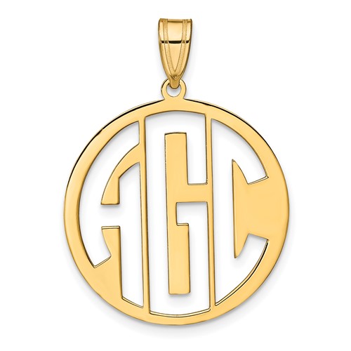 Sterling Silver Gold-plated Round Cut-out Monogram Pendant