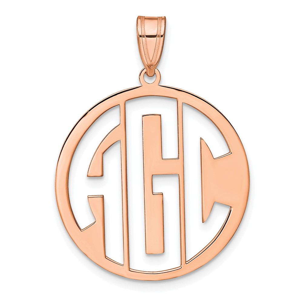 SS/Rose-plated Polished Cut Out Block Letter Circle Monogram Pendant