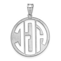 Sterling Silver Rhodium-plated Round Cut-out Monogram Pendant view 4