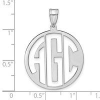 Sterling Silver Rhodium-plated Round Cut-out Monogram Pendant view 3