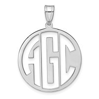 Sterling Silver Rhodium-plated Round Cut-out Monogram Pendant view 1