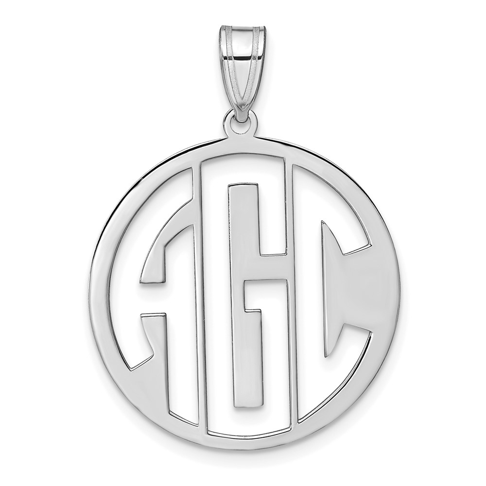 SS/Rhodium-plated Polished Cut Out Block Letter Circle Monogram Pendant