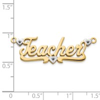 14K Yellow Gold and Rhodium 3D Diamond with Hearts Name Plate view 3