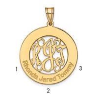 Sterling Silver Gold-plated Round Family Monogram Pendant view 1
