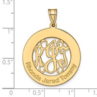 Sterling Silver Gold-plated Round Family Monogram Pendant view 5