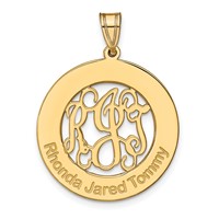 Sterling Silver Gold-plated Round Family Monogram Pendant view 2